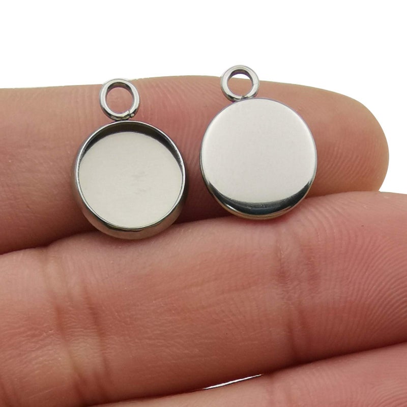 iloveDIYbeads 50pcs Fit 12mm Stainless Steel Round Blank Bezel Pendant Trays Base Cabochon Settings Trays Pendant Blanks for Jewelry Making DIY Findings (10162-12mm) - Image 4